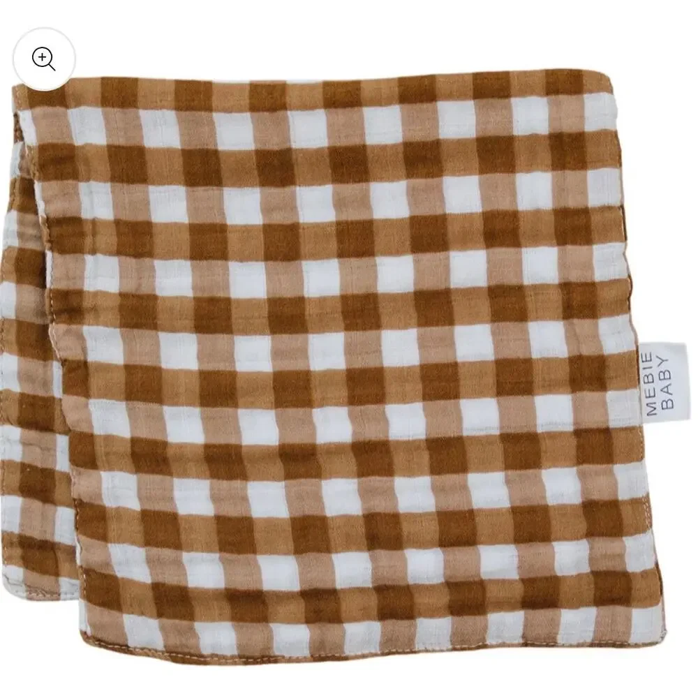 NEW Mebie Baby Neutral Gingham Muslin Burp Cloth, NWT